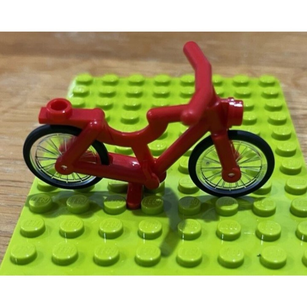 Lego Minifig RED BICYCLE - City Town Boy Girl Bike w/2 Black Wheels Tires - Picture 3 of 5